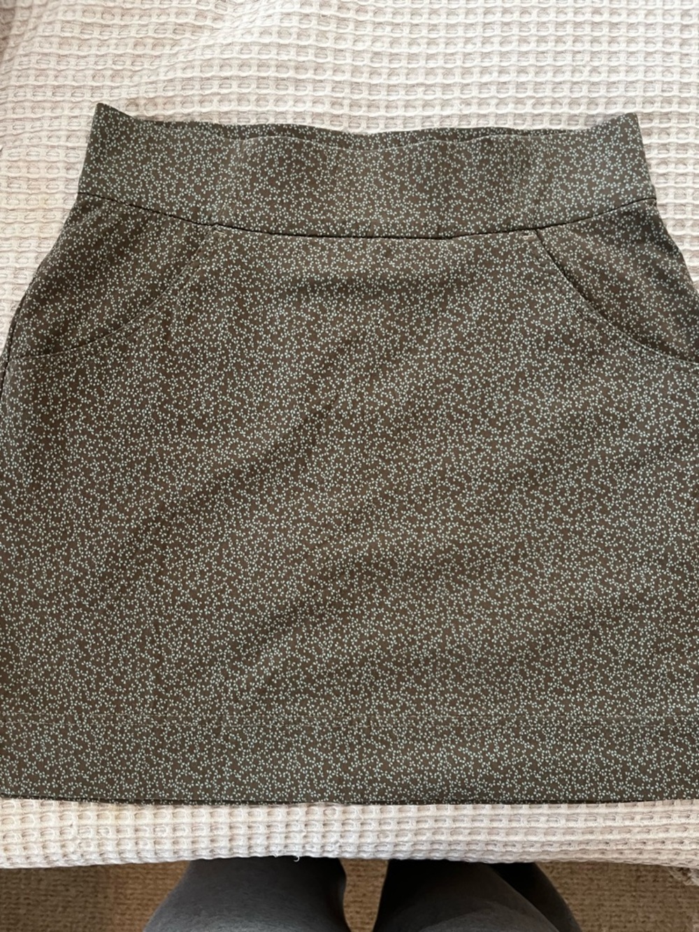 Columbia Olive Mini Skirt with Micro Floral Print